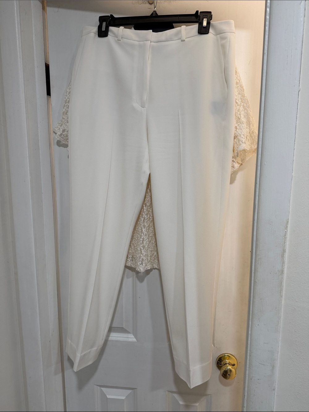 Donna Karan Cream Tailored Straight Trousers